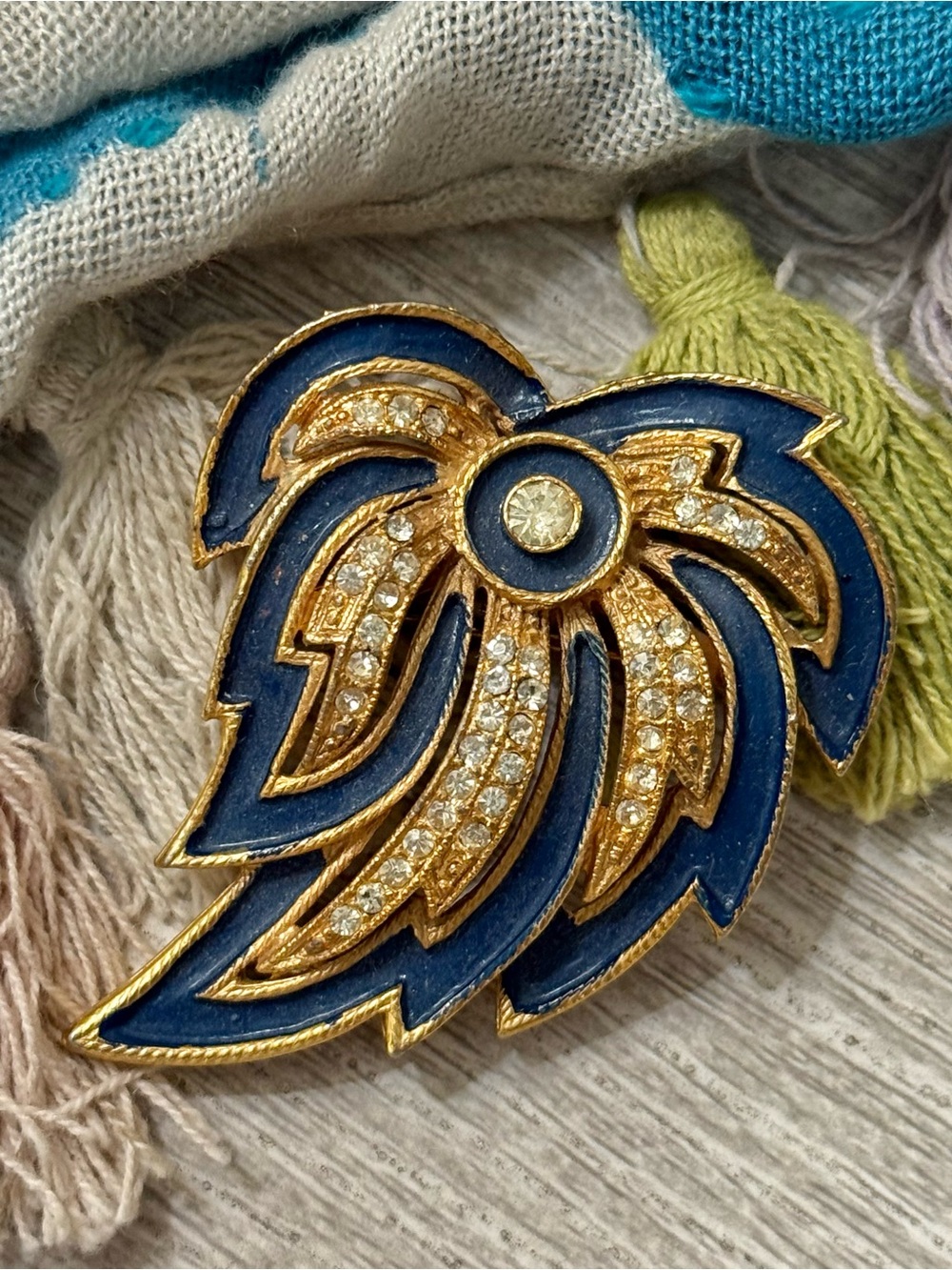 Vintage-Inspired LJM Gold Toned Statement Brooch